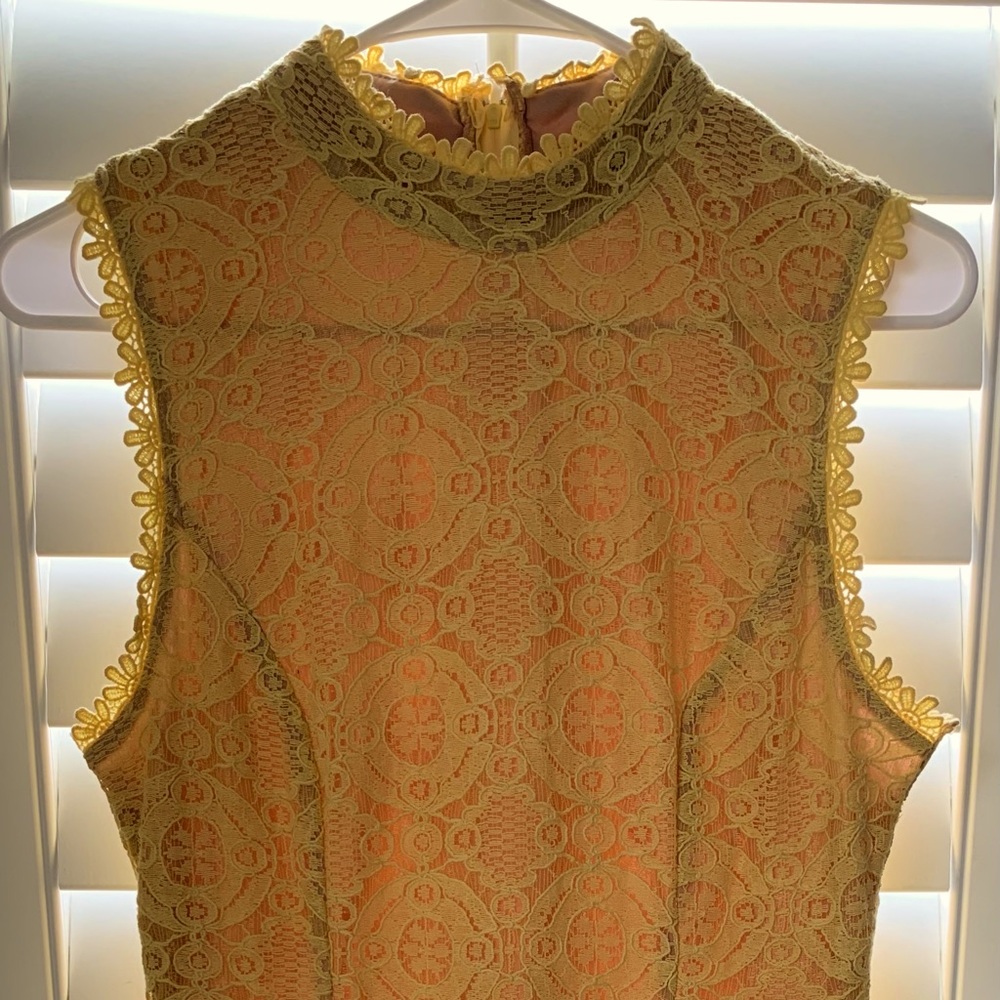 City Studio Mustard skater lace dress in Size 9